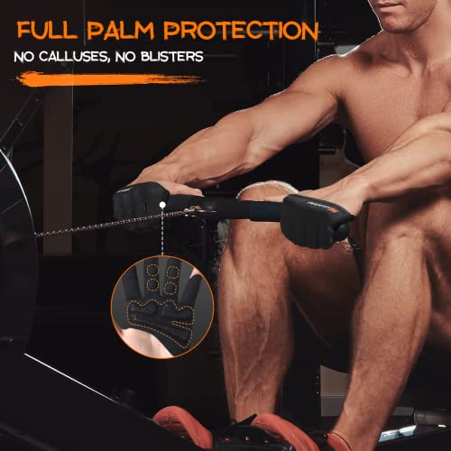 Partial Weight Lifting Gloves, 3/4 Finger Workout Gloves for Men Women, Full Palm Protection & Silicone Grip Gym for Weightlifting Exercise Fitness Smartwatch Friendly - size: Large