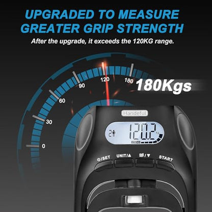 Grip Strength Tester Trainer - Dynamometer Handgrip Measurer Meter, Handheld Strengthener Exerciser for Sports, School, and Home Use