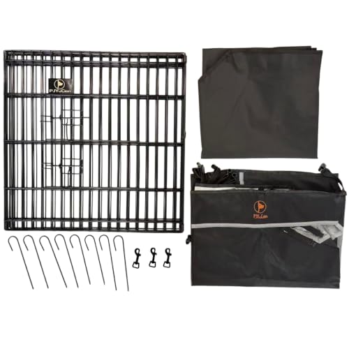 PJYuCien Puppy Playpen with Top Cover & Bottom Pad, 8 Panels 24" H, Black - color: Black, size: X-Small Pen: 24-Inch High
