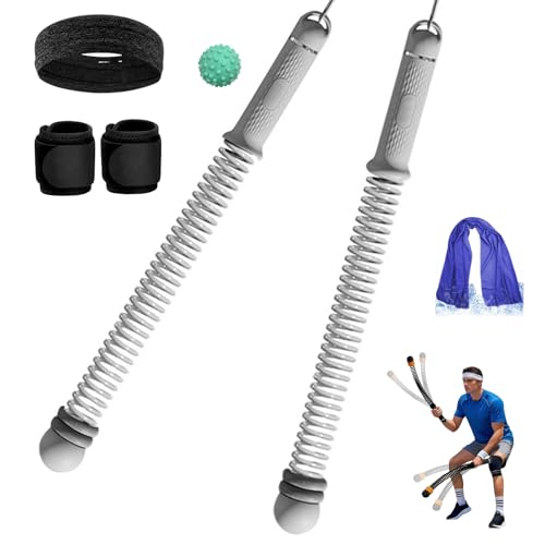 Adjustable Ropeless Battle Ropes Trainer, Ropeless Battle Ropes for Full Body Workout, Home Gym Strength Training, HIIT Cardio, Arm Toning and Fat Burning Exercise Equipment, Gray+W+T+H+Fascia Ball - color: Gray+wristbands+towel+headhand+fascia Ball