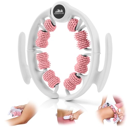 Anti Cellulite Roller & Lymphatic Drainage Massager | Deep Tissue Fascia Blaster & Muscle Roller | Tool for Sore Arms, Legs, Shoulders, Stomach & Buttocks (Pink)