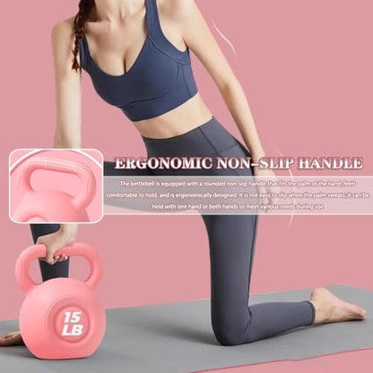 Kettlebell Weights Women's Fitness Shaping Kettle Ball, Home Strength Training Equipment, No Damage to The Floor, Slimming Arms/Swinging/Squatting(Yellow,20LB)