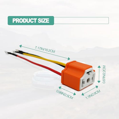 2Pcs Ceramic H4 9003 HB2 Headlamp Connector, H4 Head Light Relay Harness Kit, Compatible with Car Truck Boat Marine Head Light Fog Light, Fix Un-Standard H4 Plug Pins, Orange - color: Orange