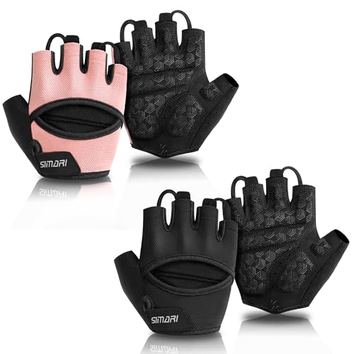 SIMARI Workout Gym Gloves for Men Women, Weight Lifting Gloves with Wrist Wrap Support, SBR Pad Grip for Full Palm Protection, for Exercise, Fitness, Dumbbells, Barbell, Climbing, Fingerless - color: Black+Pink, size: Large