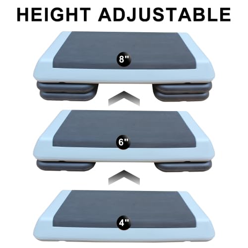 Adjustable Aerobic Stepper Platform – 2 Heights (4"/6") with 2 Risers, Non-Slip Exercise Step for Home Gym, Cardio & HIIT Workouts - color: Black+ Gray