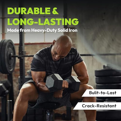 Hex Dumbbell Sets, 90-640 lb Rubber Encased Exercise & Fitness Dumbbells Set, Hand Weight for Strength Training, Weight Dumbbells - size: 200 lb Set (Pair of 10, 15, 20, 25, 30 lb)
