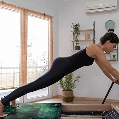 Pilates Reformer Mat and Towel - Exercise Fitness Gym Mat - Mini Travel Yoga Mat With Black Rubber Backing - Lightweight Non-Slip Portable Mat With Carry Bag - Pilates Socks Optional - color: Patronus Forest