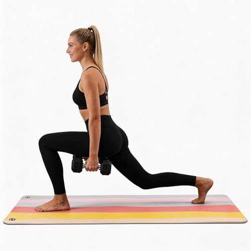 Hanging Fitness Exercise Mat, All-Purpose Non-Slip Workout Mat with Metal Grommets, Rollable Yoga Mat for Yoga, Strength Training & Stretching - color: 71*24Multicolor, size: 71*24inch（5mm）