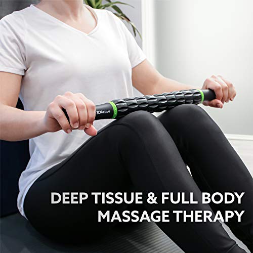 3DActive Massage Roller Stick for Muscle Recovery, Deep Tissue & Trigger Point Massage Muscleroller for Athletes for Post-Workout Recovery, Relieve Cramps & Release Muscle Tension - Green