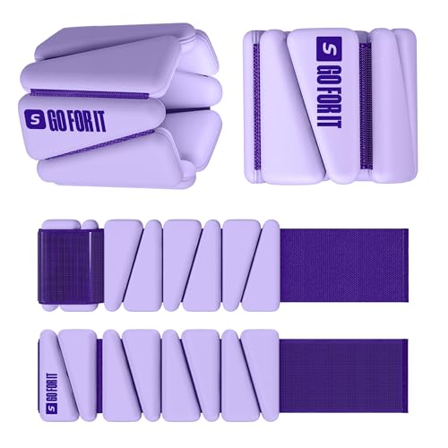 SPORTBIT Wrist and Ankle Weights for Women - Set of 2 (1lb Each) Wearable Ankle & Wrist Weights - Leg & Arm Bands, Silicone Weighted Bracelets for Workout, Walking, Running, Yoga, Pilates - color: Purple