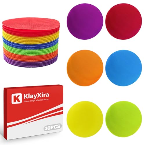 30 Pack 4 Inch Non-Slip Spot Markers Floor Markers, Poly Spots Poly Dots Floor Dots for Gym Floor Classroom Agility Training, 6 Vibrant Colors