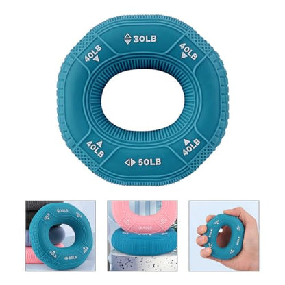 Hand Grip Strength Trainer Rings Set, Silicone Hand Exercisers with Three Resistance Levels (30-40-50lb), Finger and Wrist Forearm Trainer for Fitness and Stress Relief
