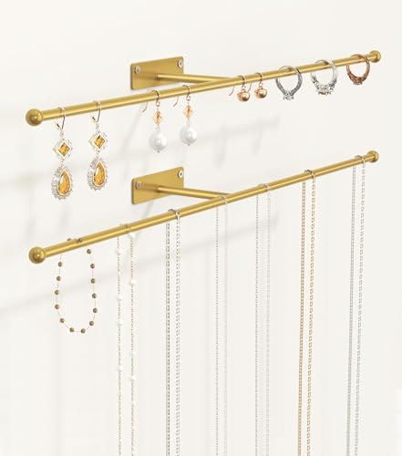 Wall Hanging Jewelry Organizer 12.6", Screws Included, Gold 2-Pack - color: Gold, size: 2 Pack