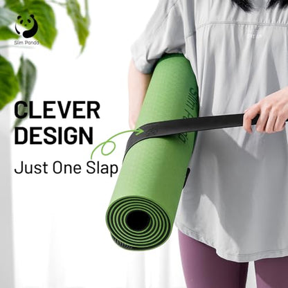 Yoga Mat Strap Slap Band, One Snap Keeps Mats Tightly Rolled, Heavy-Duty Clasp Fits Most Size Mats(24" L X 2" W) - color: Black