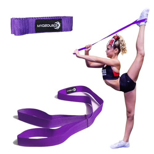 Cheerleading Flexibility Stunt Strap - Improve Stretching and Stunts for Cheer Dance Gymnastics & Physical Therapy – Stocking Stuffers Present for Kids Girls Adults - 12 Colors - color: Purple