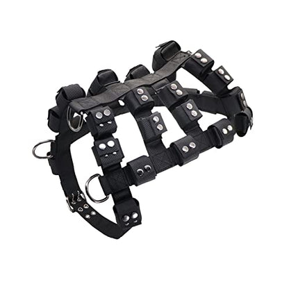 Weighted Tactical Dog Vest, No Pull Harness Symmetric Weight Pockets for Muscle & Weight Loss, Fit Pitbull GSD Husky, Heavy Nylon Service Harness Black - size: Dog's Waist 29.5"-36.5" | VEST ONLY