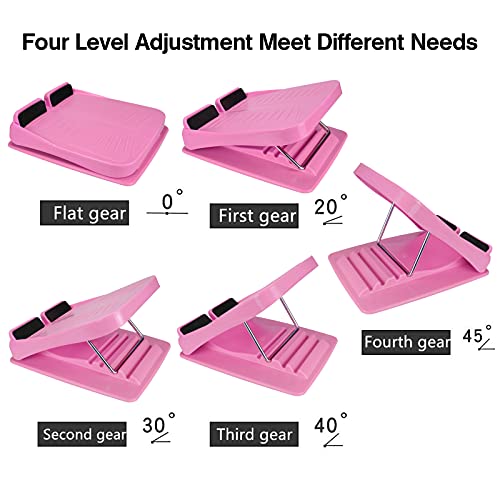 Slant Board Calf Stretcher Adjustable 4 Level Anti Slip Design Incline Board Leg Foot Balancing Fitness Pedal Wedge Stretch for Heel, Hamstring, Achilles, Leg Calves - color: Pink