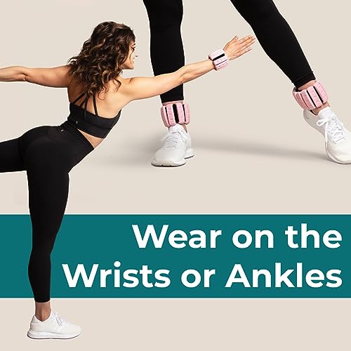 Home Gym Weights for Women - Pink - Set of 2 (1lb), Adjustable Wearable Ankle and Wrist Weights, Yoga, Dance, Barre, Pilates, Cardio, Aerobics, Walking