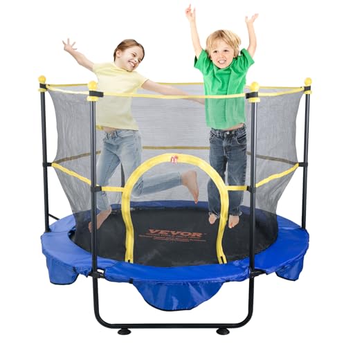 VEVOR 5FT Trampoline 50"/55"/56 * 35" for Indoor/Outdoor use for Toddlers, Foldable Mini Baby with Foam Handle, Recreational Birthday Gift - color: Multi-Color, size: 5 ft