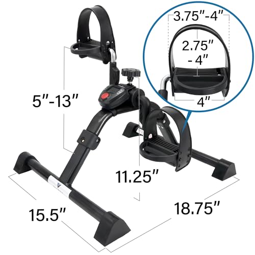 Vaunn Under Desk Bike Pedal Exerciser Ergometer with LCD Display – Mini Pedal Exerciser for Arm & Leg Workout, Folding Desk Cycle for Home Office, Physical Therapy & Low Impact Cardio - style: Mystic Black