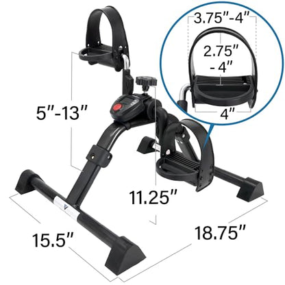 Vaunn Under Desk Bike Pedal Exerciser Ergometer with LCD Display – Mini Pedal Exerciser for Arm & Leg Workout, Folding Desk Cycle for Home Office, Physical Therapy & Low Impact Cardio - style: Mystic Black