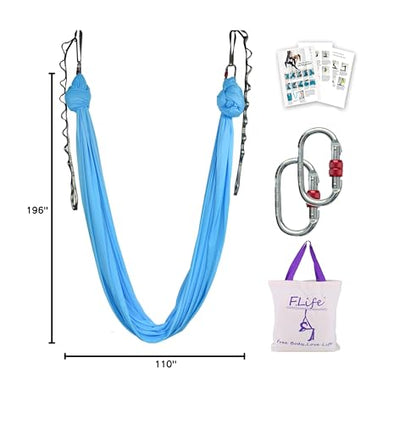 F.Life Aerial Silk Yoga Hammock & Swing for yoga Inversion,Strength training,starter hardware kit