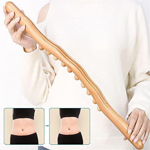 Wood Therapy Lymphatic Drainage Massage Roller Stick Tools,8 Beads Body Roller Stick,Soft Tissue Therapy,Relief gua sha 20.47inch - color: Style B Black 8 Beads
