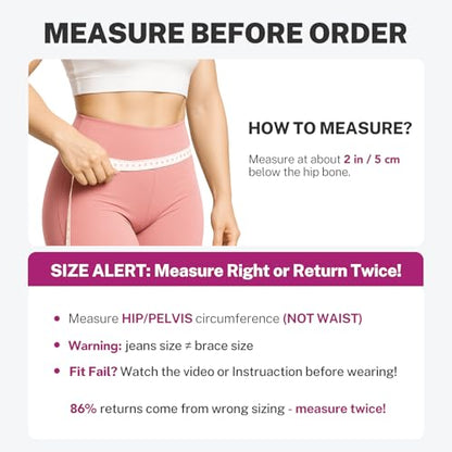 Sciatica Pain Relief SI Belt for Women & Men, X-Shape Hip Brace with 4 Flexible Silicone Stabilizers for SI Joint & Pelvic Stability, No Slip Support for Walking & All-Day Wear, S