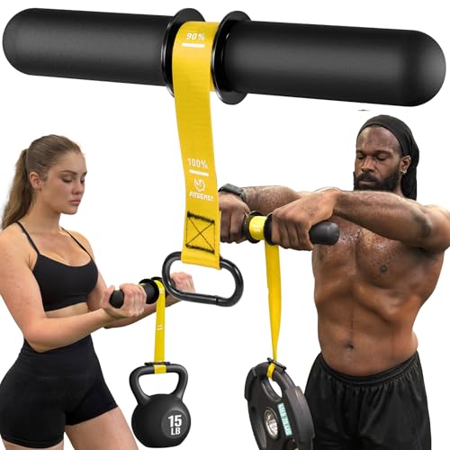 FitBeast Forearm Strengthener & Forearm Exerciser, Wrist Roller with Thicker Handle, Forearm Strength Trainer with Adjustable Strap - Ideal for Grip Strength, Muscle Building, Rehabilitation - color: Yellow