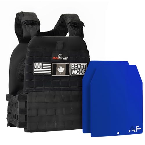 Amstaff Tactical Weighted Vest - Adjustable Weight Vests - Versatile Wearable Vest for Fitness Workouts, Strength and Endurance Training, Running - color: Black, style: 20 LB