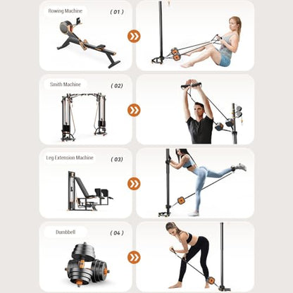 Fitness Pump Adjustable Resistance Band 3 to 17kg Home Exercise Equipment Portable Cable Machine for Arms Legs Chest for Home Training Gym