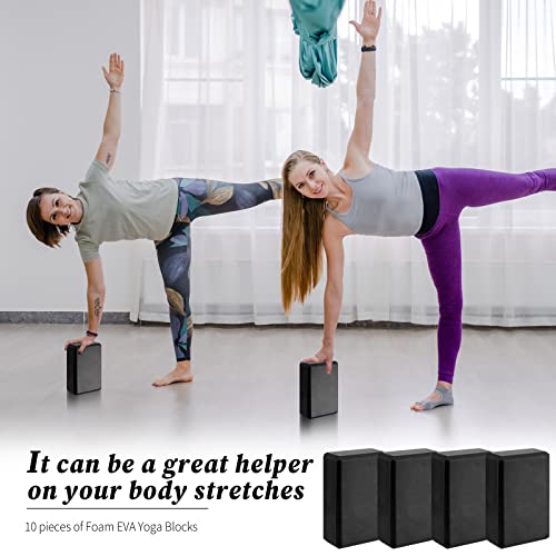 10 Pcs Foam EVA Yoga Blocks Lightweight Non Slip Supportive Yoga Bricks for Pilates Stretching and Meditation, Women Men Yogi Beginners - color: Black