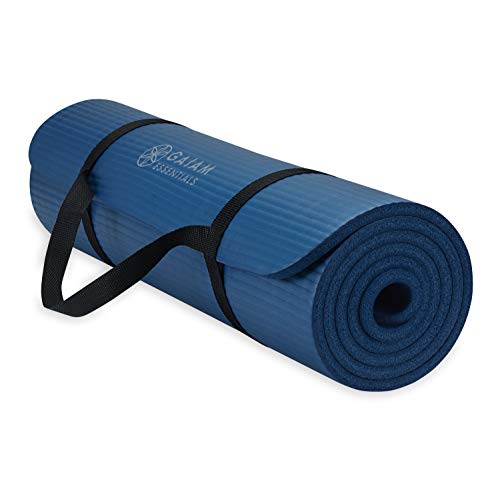 Gaiam Yoga Mat, Pilates & Exercise Mat, Thick Mat 2/5" (10mm) Workout Mat with Easy-Cinch Carrying Strap for Home & Gym Workouts - color: Navy