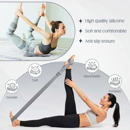 Yoga Blocks 2 Pack for Wrist Relief Yoga Blocks Wrist Support Set with Knee Pads and Strap Improve Comfort and Grip, Nonslip EVA Foam Pilates Exercise Balance Stretching Accessories Meditation