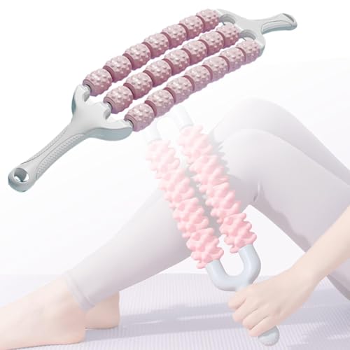 kowaku Muscle Roller Stick Home Gym Professional Flexible Multifunction Massage Bar, Body Massage Stick for Office Sports Travel, Pink
