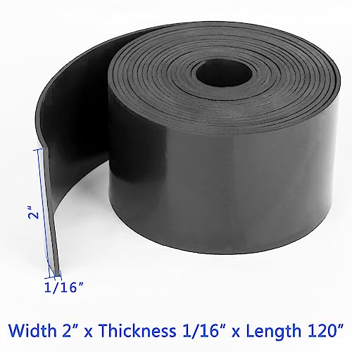 WochiTV Solid Rubber Strips Rolls, 2" Wide x 1/16" Thick x 120" Long Neoprene Rubber Sheets Perfect for DIY Gasket Material, Sealing, Liner, Shield, Padding, Mat - size: 2" W x 120" L, style: 1/16(.062") Thick