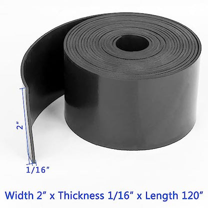 WochiTV Solid Rubber Strips Rolls, 2" Wide x 1/16" Thick x 120" Long Neoprene Rubber Sheets Perfect for DIY Gasket Material, Sealing, Liner, Shield, Padding, Mat - size: 2" W x 120" L, style: 1/16(.062") Thick