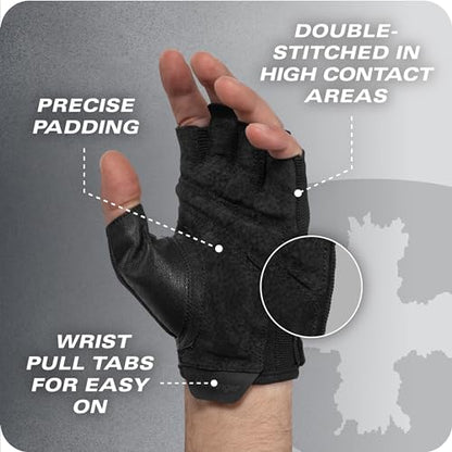Power Gloves 3.0 - Durable Half Finger Weightlifting Gloves with Adjustable Wrist Closure, Breathable Leather Palm, Men's - color: Green, size: X-Large