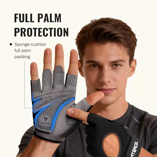 ATERCEL Weight Lifting Gloves Full Palm Protection, Workout Gloves for Gym, Cycling, Exercise, Climbing, Breathable, Super Lightweight for Mens and Women