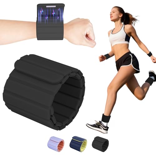Magnetic Wrist Ankle Weights – Adjustable Ankle and Wrist Weights for Women & Men – 2 Pack (1LB Each) Stackable Magnetic Silicone Arm Bands Non-Slip, Waterproof, Easy Wear – Ideal for Pilates, Yoga, Running & Walking - color: Black