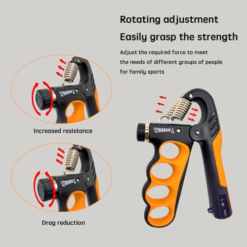 Grip Strength Trainer, Hand Grip Strengthener, Forearm Strengthener, Adjustable Resistance 11 Lbs - 220 Lbs, Ergonomic Design - color: yellow