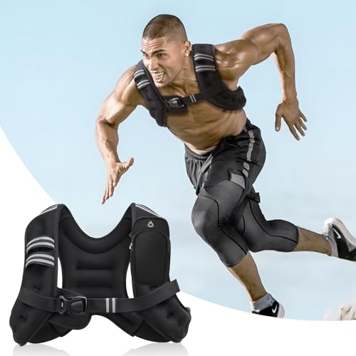 Weighted Vest for Men and Women 6lbs/8lbs/12lbs/16lbs/20lbs Adjustable Weights Rucking Vest for Walking, Strength, Training, Running