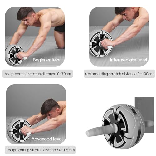 auto rebound ab roller intelligent brake ab wheel adjustable distance ab roller 70cm 100cm 150cm core trainer abs obliques home gym anti slip removable handle ergonomic grip progressive ab wheel compact abdominal roller beginner advanced core workout equi