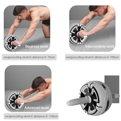 auto rebound ab roller intelligent brake ab wheel adjustable distance ab roller 70cm 100cm 150cm core trainer abs obliques home gym anti slip removable handle ergonomic grip progressive ab wheel compact abdominal roller beginner advanced core workout equi