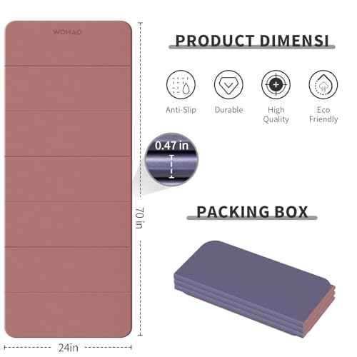 7-Fold Yoga Mat 70"x24" - 1/2 Inch Thick Folding Exercise Mat, Compact Non-Slip TPE Mat for Travel, Storage, Yoga & Home Gym, Lightweight & Portable