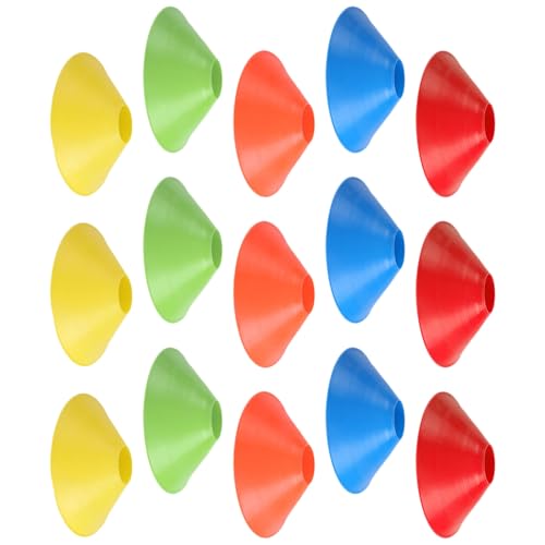 ibasenice 15pcs Soccer Training Cones Set, Multi-Color Plastic Football Agility Markers for Youth Sports Drills, Soccer and Basketball Practice, Pe Class Field Equipment