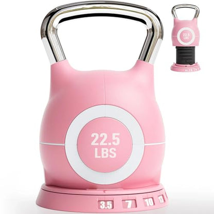 LIFERUN Adjustable Kettlebell Set with 7 Weight Levels, Choose 22.5 lb or 44 lb, Quick-Change Weight Dial & Safety Lock, Space-Saving Design, Full-Body Workout & Cross-Training