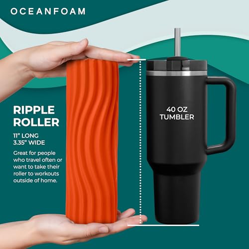Oceanfoam Ripple Roller - Small Foam Roller for Physical Therapy (Orange) - color: Orange