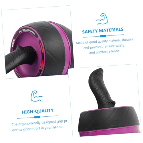 Happyyami Ab Roller Wheel with Automatic Rebound Non-slip Arc Handle Abdominal Trainer for Core Strengthening Home Fitness Equipment for Men and Women Includes Extra Mat for Floor Protection