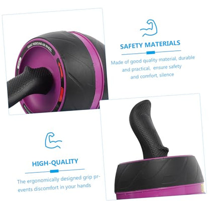 Happyyami Ab Roller Wheel with Automatic Rebound Non-slip Arc Handle Abdominal Trainer for Core Strengthening Home Fitness Equipment for Men and Women Includes Extra Mat for Floor Protection